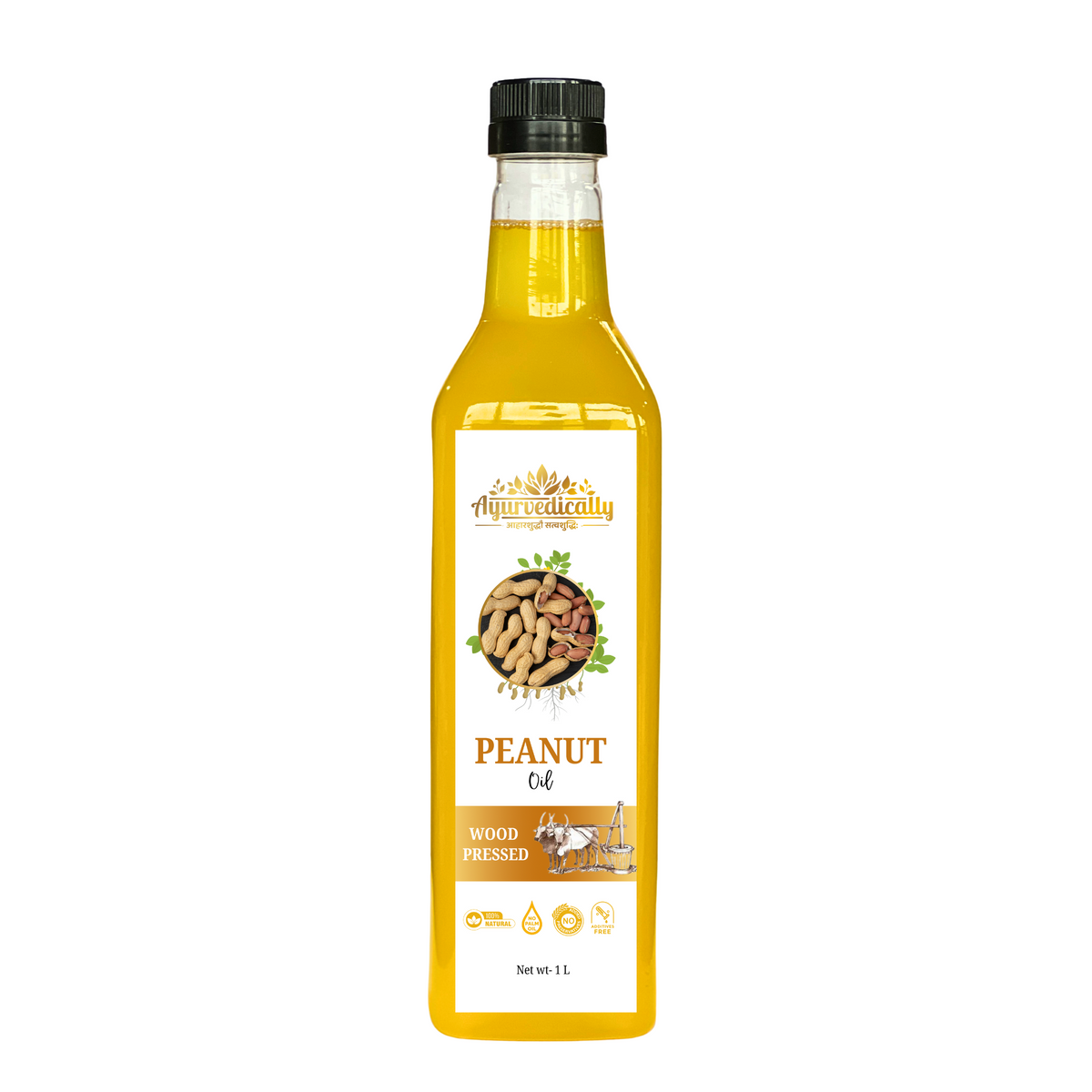 Wood-Pressed Peanut (Groundnut) Oil - Lakdi Ghani (1L)