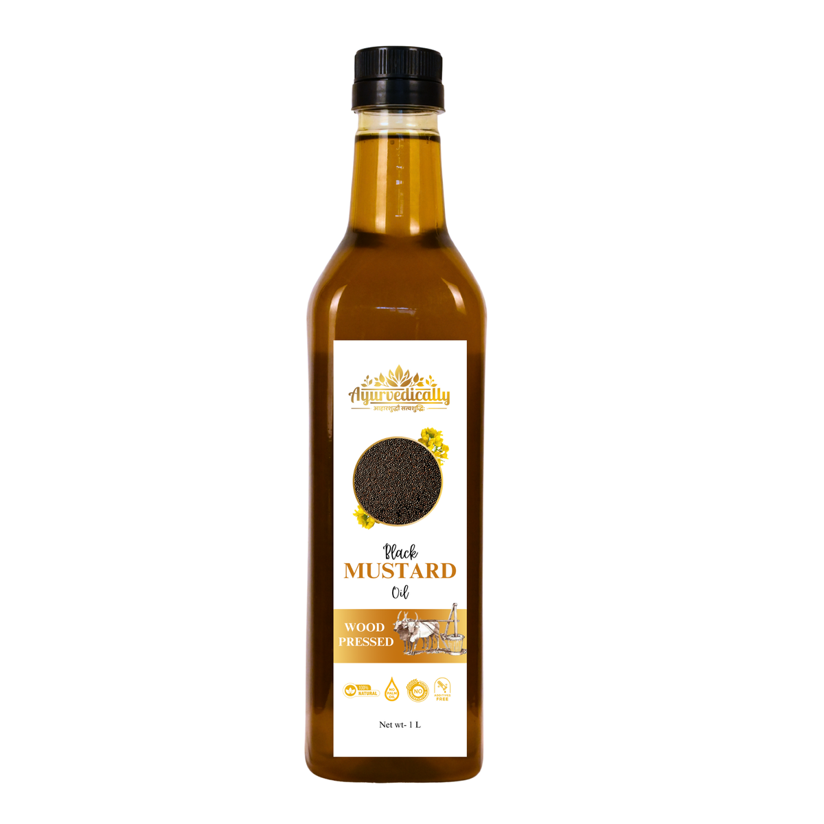 Wood-Pressed Mustard Oil - Kachi Ghani, Unrefined (1L)