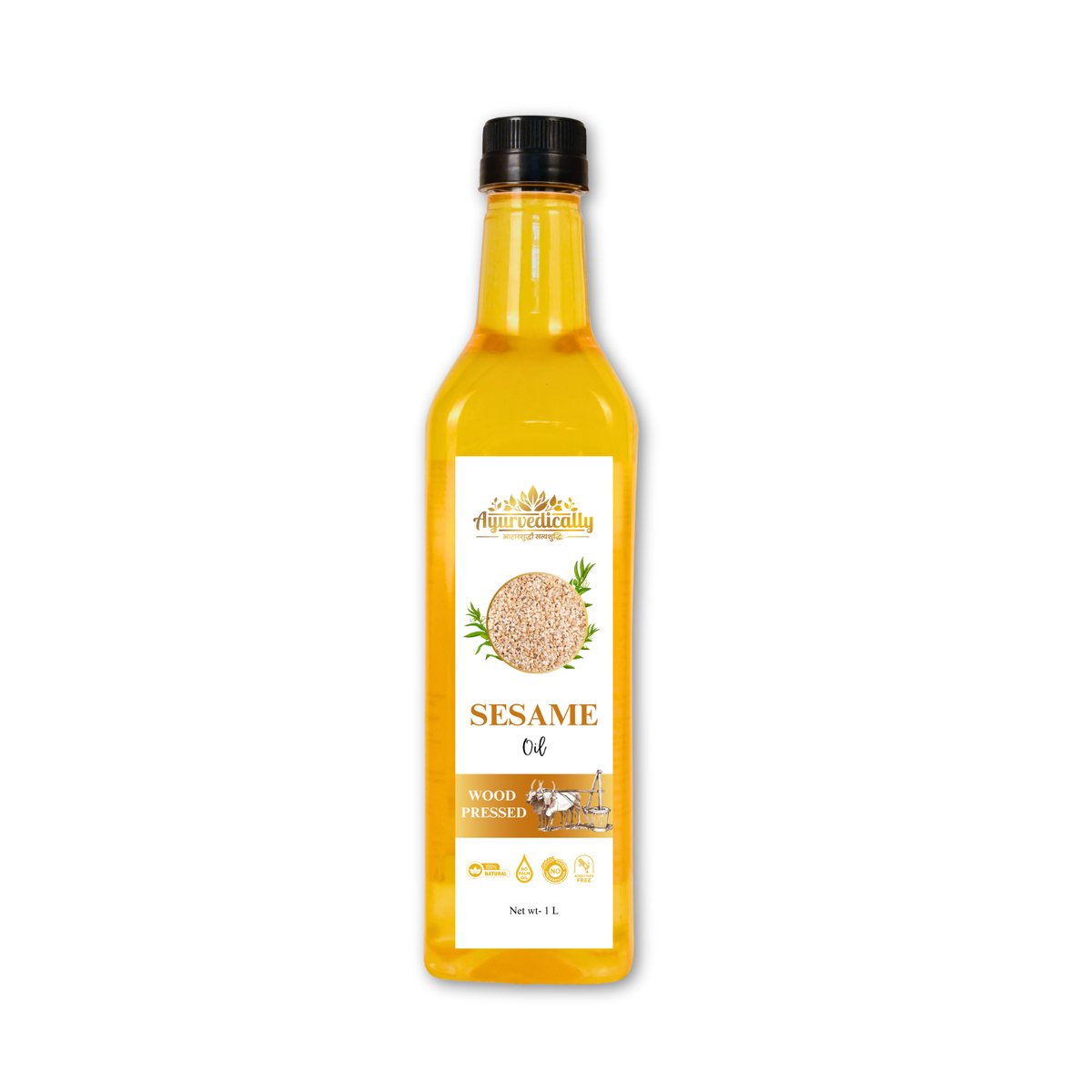 Wood-Pressed Sesame (Til) Oil - Cold-Extracted, Pure (1L)